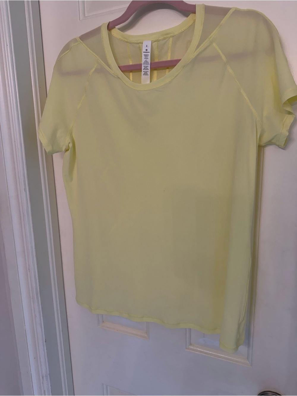 lululemon athletica Light Yellow Short Sleeve Tee